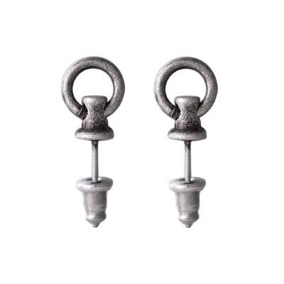 China Vintage Hot Selling Simple Creative Retro Ear Studs Neutral Antique Stainless Steel Color Round Earrings for sale