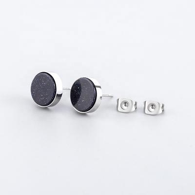 China TRENDY hot sale fashion men and women simple stainless steel sand stone purple earrings for sale