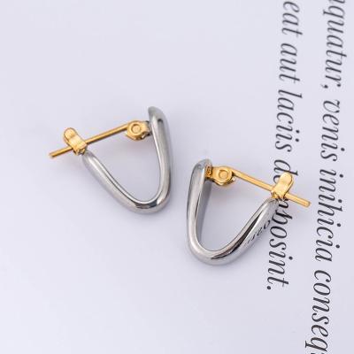 China Hiphop Fashion Creative Stainless Steel Fade Resistant Triangle V Shape Stud Earrings For Men/Women for sale