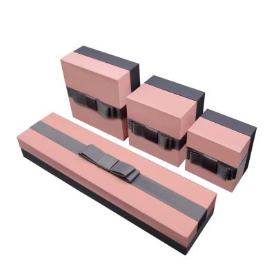 China New Fashion Handmade Pink Ribbon Ring Jewelry Box Rectangle Cheap Bracelet Jewelry Box Packaging for sale