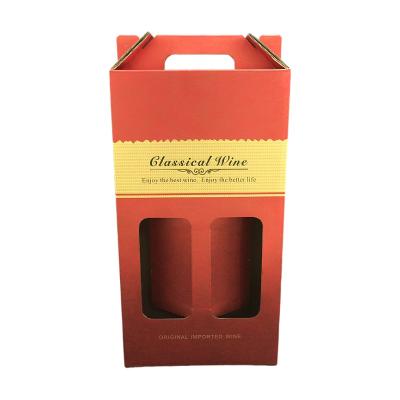 China 2 Pack Recyclable Custom Luxury Red Wine Bottle Carrier Corrugated Paper Packaging 3 Bottle Packaging For Beer Carton for sale