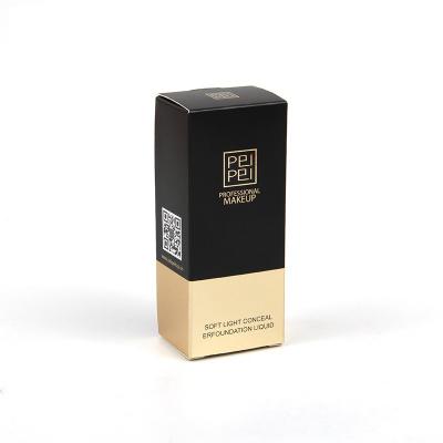 China Recycled Materials Customized Rose Gold Logo Beauty Box Black Rectangle Gift Box Cosmetic Paper Box for sale