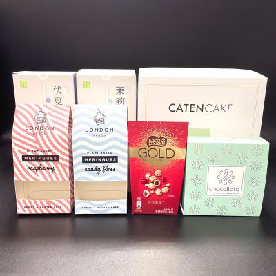 China Recycled Materials Wholese Luxury 4C Full Color Print With Custom Logo Foldable Candy Chocolate Food Gift Packaging Box for sale