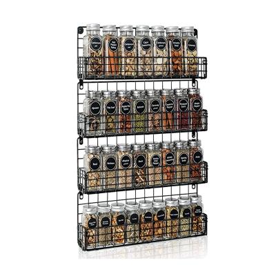 China Kitchen Furntiure Spice Rack Organizer Stackable Wall Mounted 4-Tier Hanging Spice Jars Storage Racks for sale