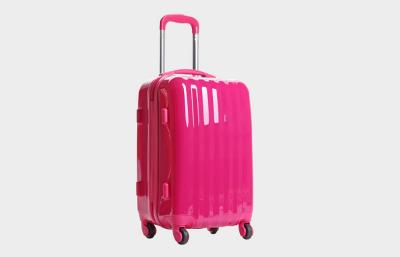 China Fashionable Pink Mirror Surface Womens Trolley Luggage Bags with Aluminum Alloy Rod for sale