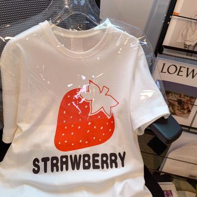 China 2022 QUICK DRY white white crew neck fruit tees T-shirt women springs/loose head sleeves summer shorts for sale