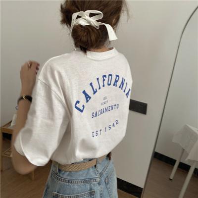 China Leisure breathable loose handsome harajuku jacket T-shirt girls random letters printed in summer for sale