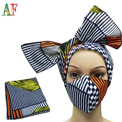 China African Headwrap African Mas k Match Wax Print Headwrap Mas k Match Africon Ankara Wax Print Popular Custom Headwear In Stock for sale