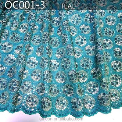 China OC001-3 teal viable 2015 elegant and cheap african organza lace fabric, organza lace, organza lace fabric for sale