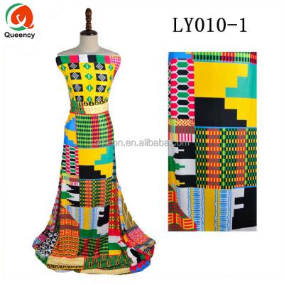 China Latest LY010 Queency Anti-Static Nylon Spandex Digital Printing Italian Cotton Lycra Fabric For African Garment for sale