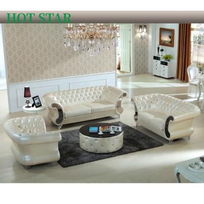 China Lasted Massage Adorned Genuine Leather Stainless Steel Sofa Set, Modern Luxury Design Chesterfield Sofa, Stainless Steel Sofa Furniture for sale