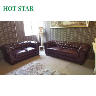 China Massage Lasted Luxury Classic Home Living Room Sofa Furniture , Custom Genuine Leather Couch Design Furniture Chesterfield Couch Sofa for sale