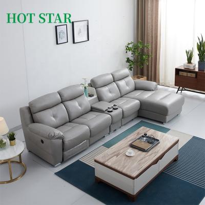 China Factory Price Massage L Luxury Genuine Leather Sofa Support With Recliner Sofa Cup Recliner Cup,Sofa Reclining With Storage Box for sale