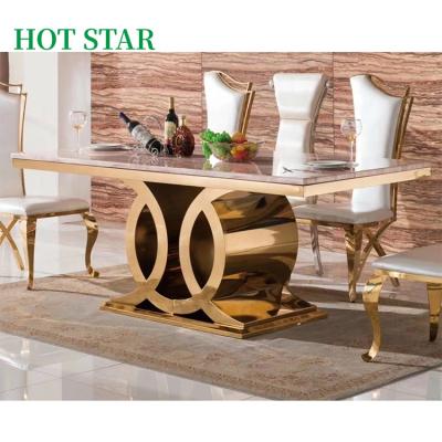 China Hot Selling Modern Fashion Dining Room Furniture, High Quality Luxury Marble Dining Table, Modern Stainless Frame Dining Table for sale