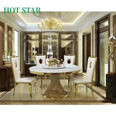 China Modern hard design fashion dining room furniture, high quality luxury marble dining table, modern stainless frame dining table for sale