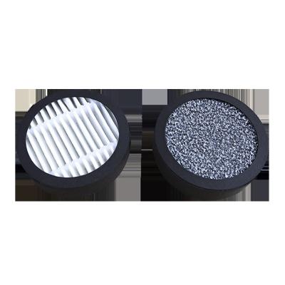 China Small Car Carbon Filter Round Activated Carbon HEPA Filter Combined Mini-pleat HEPA and Carbon Small Size Filter for sale