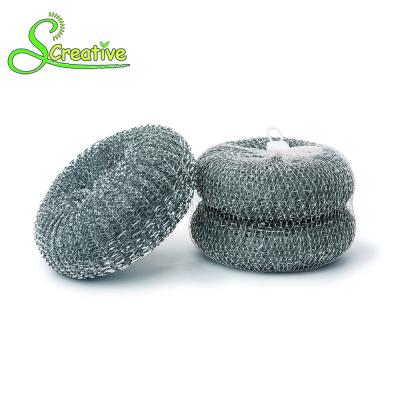 China High Zinc Kitchen Galvanized Scourer Wire Mesh Ball Strong Cleaning For Pan / Grill for sale