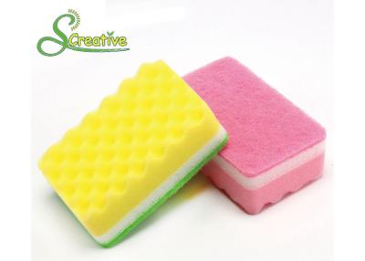 China Wave Shape Kitchen Cleaning Sponge With Scouring Pad Comfortable Handfeel for sale