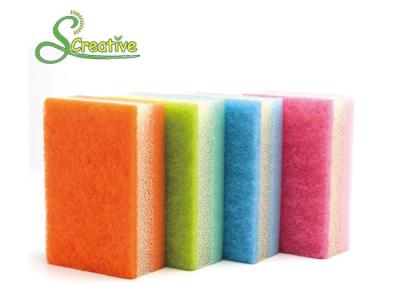 China Abrasive Kitchen Cleaning Sponge Scourer , Polyurethane Foam Scouring Pad for sale