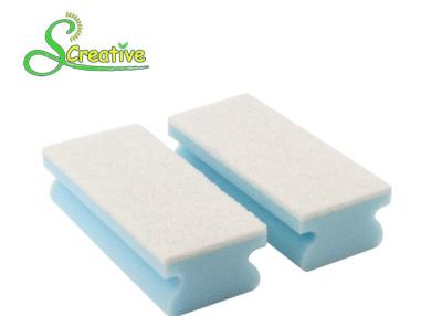 China Double Sided Blue White Cleaning Sponge For Kitchenware Dish Washing for sale