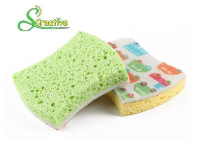 China Non Scratch Compressed Cellulose Sponge , Kitchen Cleaning Pad Anti Microbial for sale