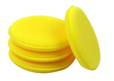 China Yellow Round Car Wash Sponge , Car Wax Sponge Polyurethane Foam Durable Stretchy for sale