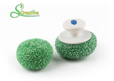 China Colorful Plastic Scourer With Handle Non Scratches Cleaning For Kitchenware for sale