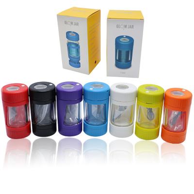 China Freshness Preservation New Multifunctional Tobacco LED Glass Jar Luminous Printable Logo With Light Storage Jar Tobacco Household Storage for sale