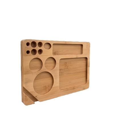 China Custom Multifunctional Wooden Rolling Tray Stash Box Container Tuxedo Wooden Organizer for sale