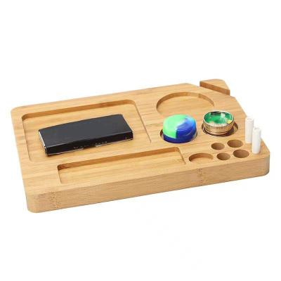 China Smoking Custom Multifunction Wood Rolling Tray Stash Container Wooden Box Organizer for sale