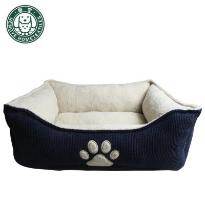 China Embroidered Square Corduroy Pet Bed Warming Pet Bed for sale