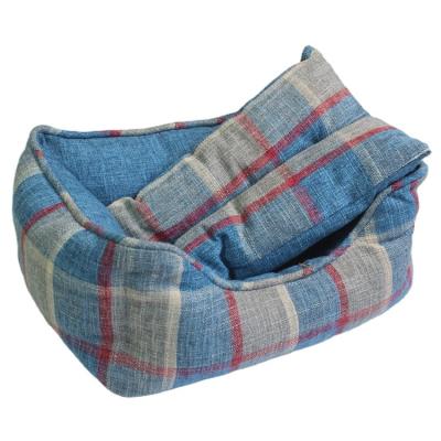 China Soft Warm Breathable Cotton Dog Bed And Square Canvas Puppy Bed Warm Big Stripe Selling Large And Small Pet Beds for sale