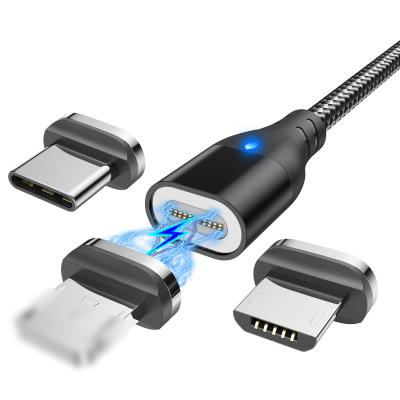 China Usb Cable Removable Magnetic 3 in 1 USB Charging Braided Charging Cable for sale