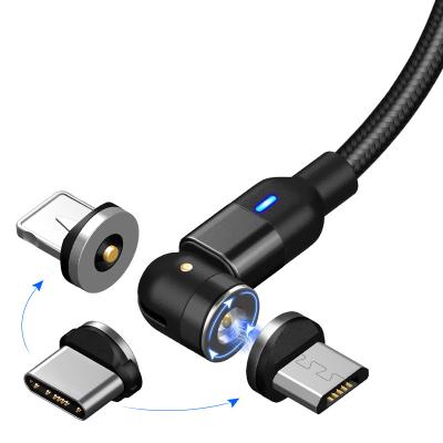 China 2.4A Charging 3 in 1 Charging Cable 540 Rotation Cable Magnet Circle USB Cable for sale