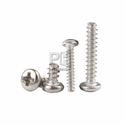 China Q235 Carbon Steel Flat Cross Mouth Round Tapping Head Self Tapping Screw PB1.4-PB3.5 Specifications for sale