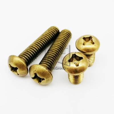 China Pure Copper Brass Cross Length 6-50mm Phillips Pan Head Screw Bolt Diameter 3mm 4mm 5mm 6mm Round Pan M3 M4 M5 M6 GB818 for sale