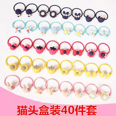 China Fashionable Children's Hair Accessories Cat's Iron Box Cartoon Head Hair Rope Does Not Hurt Hair for sale