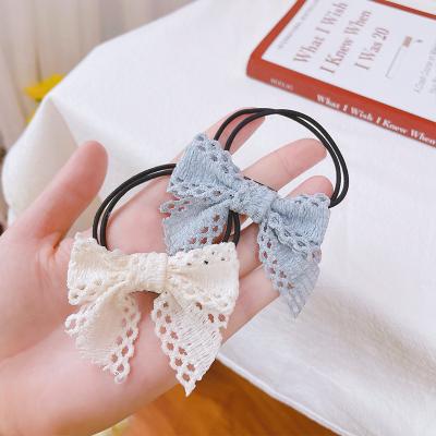 China South Korean Central Statistical Institute Girl Lace Bowknot Hairpin Fashionable Cream Blue Headband With Elastic Ponytail Headband Hairpin for sale