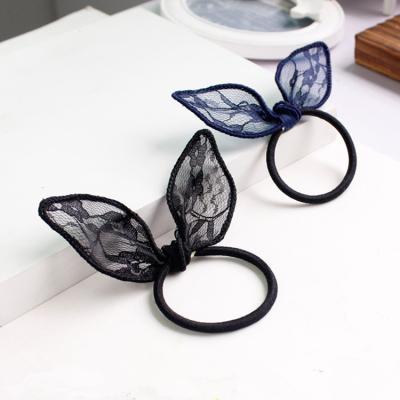 China Trendy Korean Hair Jewelry Personality Day Fashion Personality Day Ring Rabbit Lace Hair Ears Elastic Hair Rope for sale