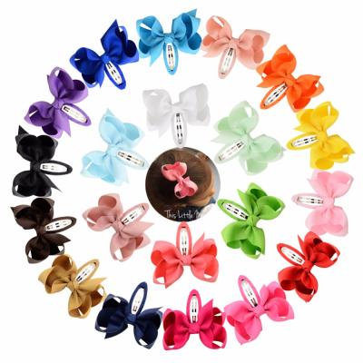 China 20pcs/lot 2.75inch Soft BB Clips Kids Hairpins Hair Accessories Grosgrain Ribbon Bows With Safety Whole Wrapped Hair Clips 814 for sale