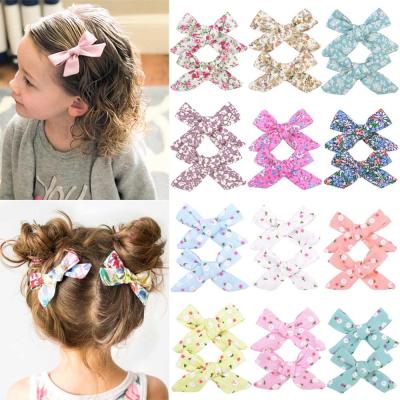 China 2Pcs/set 3inch Soft Handmade Hair Bows Kids Hair Accessories Boutique Grosgrain Ribbon Printed Bows With Clips For Kids Girls 055 for sale