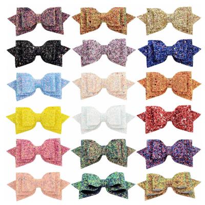 China 5 Inch Gradient Glitter Sequin Trendy Dovetail Children's Gradient Bow Hair Clip Baby Hair Accessories for sale