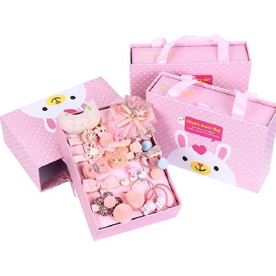 China Wholesal18 Ribbon Pieces/Box Cute Children's Hair Accessories Set Baby Cloth Bowknot Flower Hair Clips Girl Hair Accessories Gifts for sale