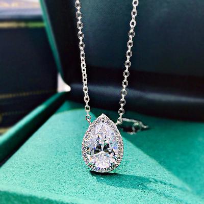 China Clear TRENDY Gemstone Pear Shape Pendant Jewelry Sparkling Diamond Necklace Engagement Gift Fine Jewelry for sale