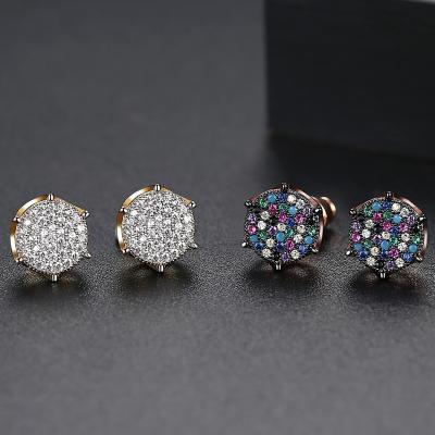 China Wholesale TRENDY Cubic Zircon 18k Gold Plated Stud Earrings Jewelry Fashion Mens Hip Hop Design for sale