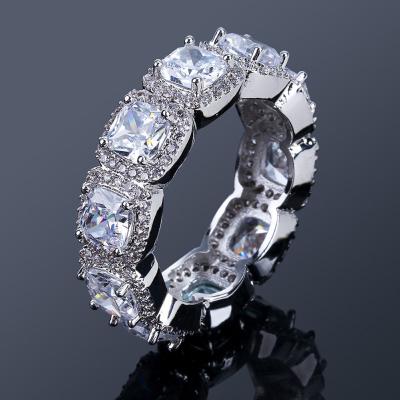 China Micro Zircon Hip Hop Hip Hop Ring 1 Row Pave Diamond Men Ring for sale