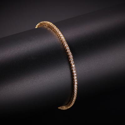 China TRENDY thin gold tennis Zircon style 2mm Hip Hop fashion jewelry silver plated bracelet for sale