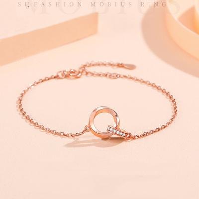 China Hop S925 Sterling Silver Mobius Ring Hip Couple Bracelet For Men And Women for sale