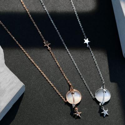 China Gold TRENDY Planet Jewelry Hip Hop Star Necklace Pendant Shiny Chain 925 Sterling Silver Jewelry for sale