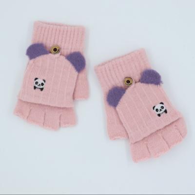 China Flip Gloves Kids Cute Bunny Soft Half Finger Winter Children's Gloves Exposed Warm Knitted Mitten for Girls for sale